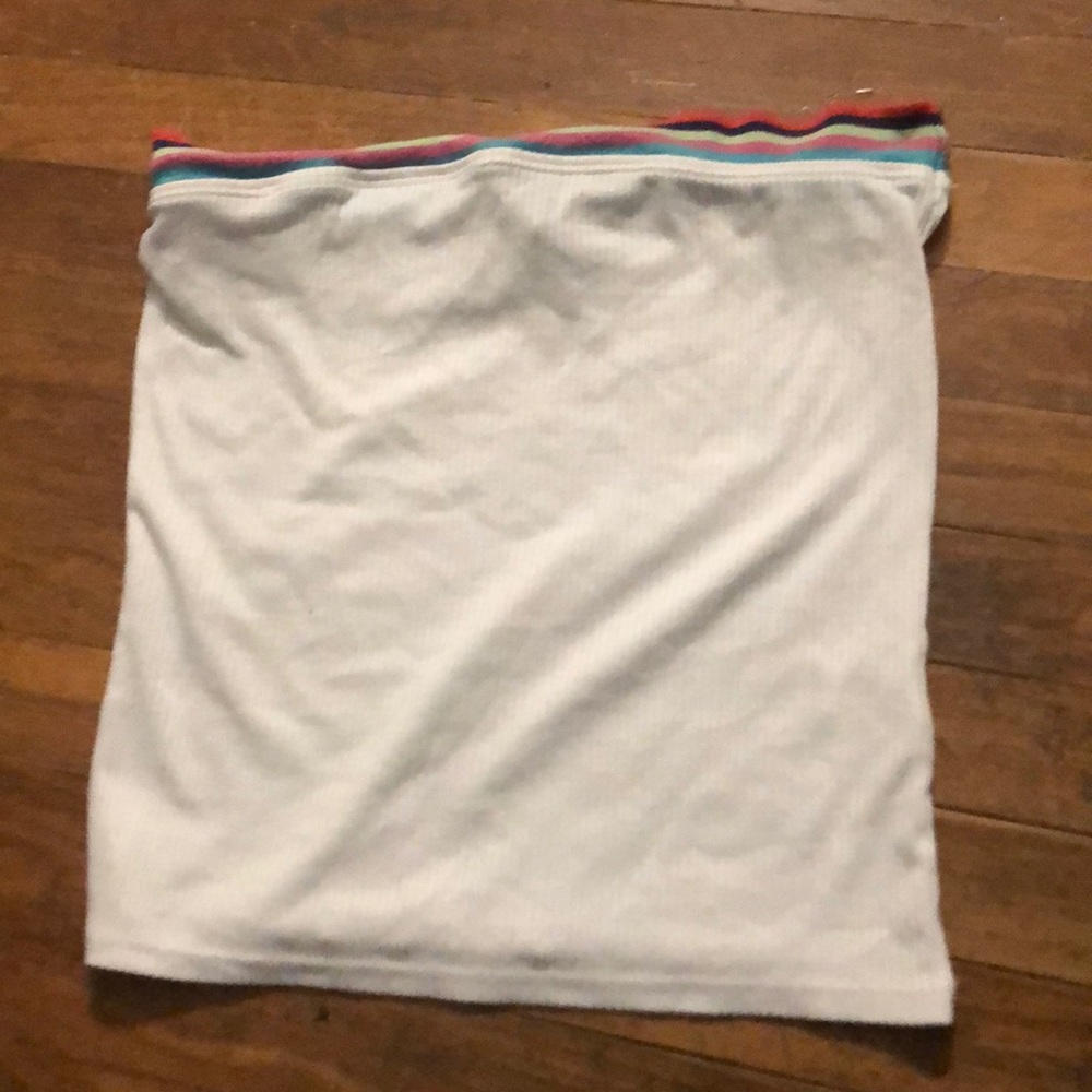 white and multi color tube top